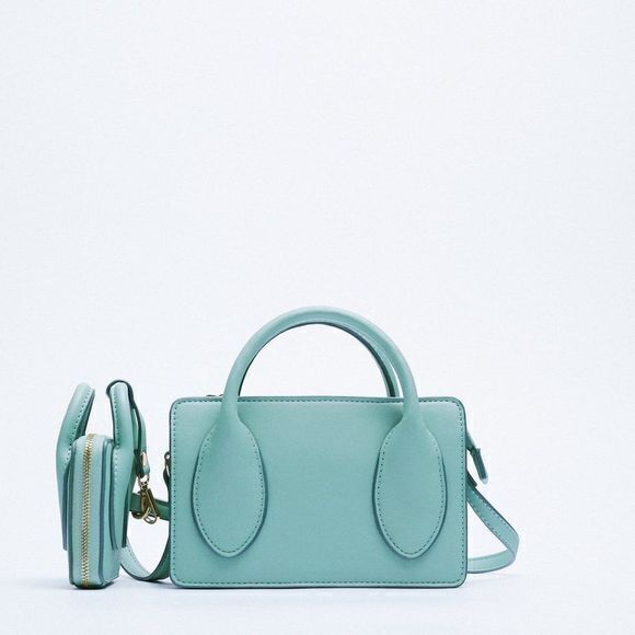 NEW ZARA MINI CROSS-BODY BAG BLUE CHAIN WITH DETACHABLE MINI BAG - Picture 5 of 5